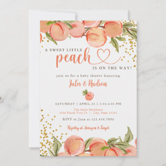 Sweet Little Peach Baby shower Kaart