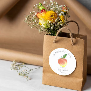 Sweet Little Peach Baby shower Ronde Sticker