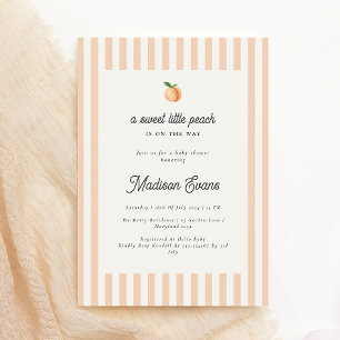 Sweet Little Peach Baby shower uitnodigen met stre Kaart