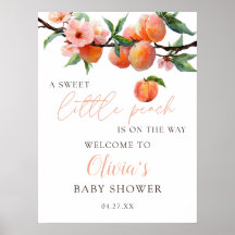 Sweet Little Peach Baby Shower Welcome Sign