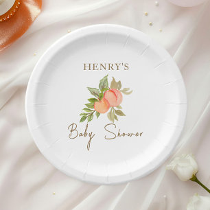 Sweet Little Peach Fruit Baby shower Papieren Bordje
