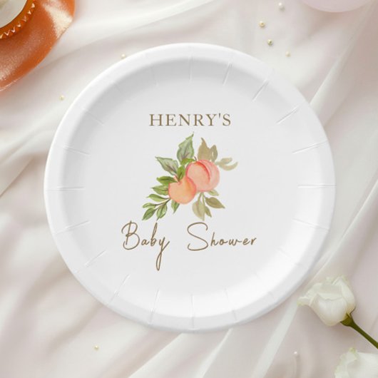 Sweet Little Peach Fruit Baby shower Papieren Bordje