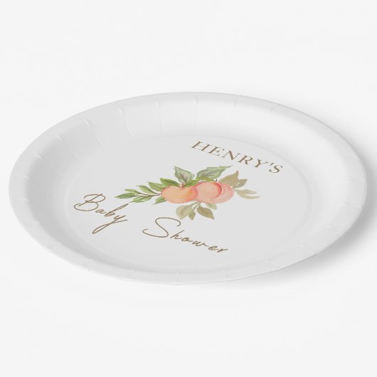 Sweet Little Peach Fruit Baby shower Papieren Bordje (Gekanteld)