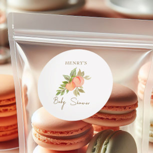 Sweet Little Peach Fruit Baby shower Ronde Sticker