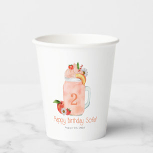 Sweet Little Peach Smoothie 2e verjaardag Party Papieren Bekers
