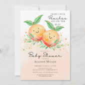 Sweet Little Peaches Twins Baby shower Invitation (Devant)
