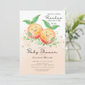 Sweet Little Peaches Twins Baby shower Invitation (Debout devant)