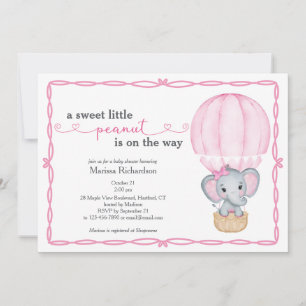 Sweet Little Peanut Elephant Baby Meisje Douche Kaart