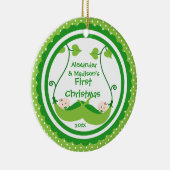 Sweet Little Peas Twin's First Kerstornament Keramisch Ornament (Rechts)