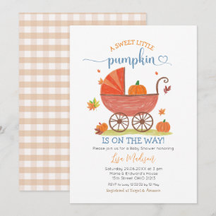 Sweet Little Pumpkin Baby Carriage Baby shower Kaart