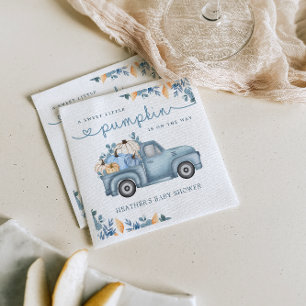 Sweet Little Pumpkin Blue Autumn Baby shower Servet