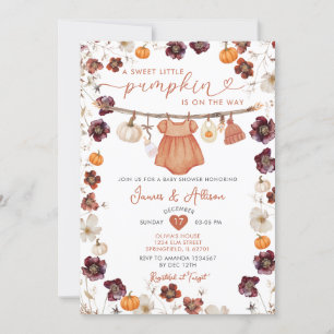 Sweet Little Pumpkin Boho Babykleding Baby shower Kaart