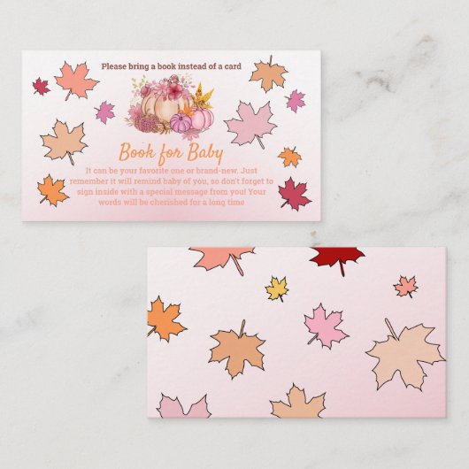 Sweet Little Pumpkin Book for Baby shower Game Informatiekaartje (Voorkant / Achterkant)