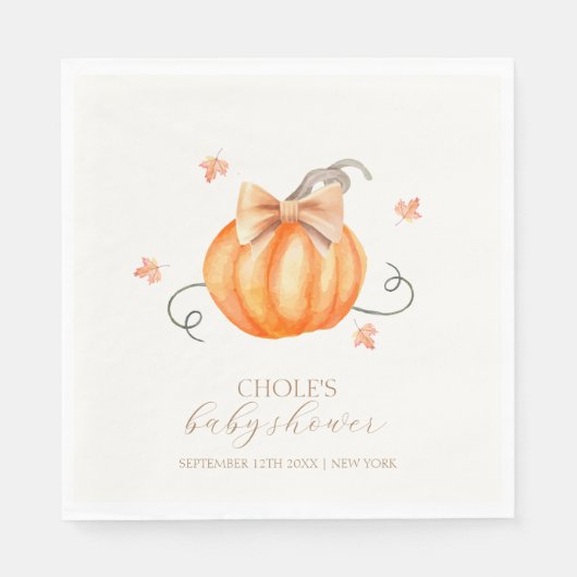 Sweet Little Pumpkin Bow Herfst Baby shower Servet (Voorkant)