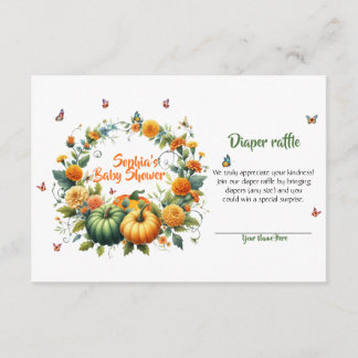 Sweet Little Pumpkin Floral Herfst Luier Raffle Informatiekaartje