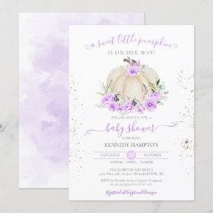 Sweet Little Pumpkin Paars Roos Girl Baby shower Kaart
