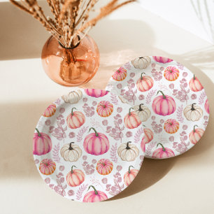 Sweet Little Pumpkin Pink Autumn Baby shower Papieren Bordje