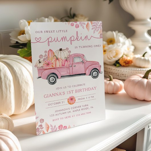 Sweet Little Pumpkin Pink Autumn Birthday Kaart