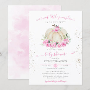 Sweet Little Pumpkin Pink Rose Girl Baby shower Kaart