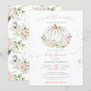 Sweet Little Pumpkin Soft Pink Autumn Baby shower Kaart
