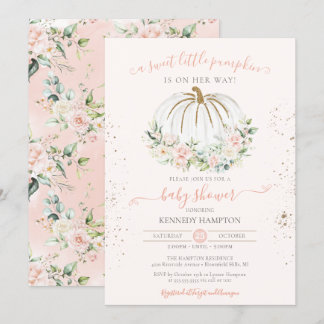 Sweet Little Pumpkin Soft Pink Autumn Baby shower Kaart
