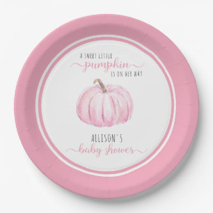 Sweet Little Pumpkin Waterverf Roze Baby shower Papieren Bordje