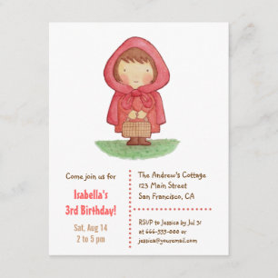 Sweet Little Red Riding Hood Girls Birthday Party Kaart