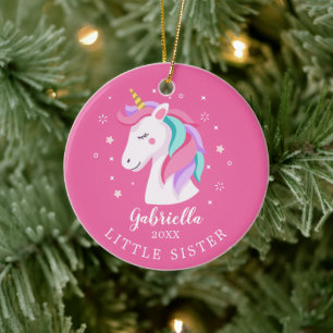 Sweet Little Sister Unicorn kerstversiering Keramisch Ornament