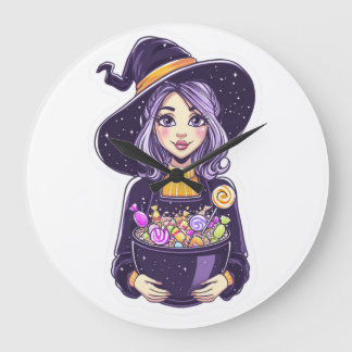 Sweet Little Witch met magische Snoepjes schaal Grote Klok