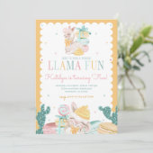 Sweet Llama Pastel Invitation d'anniversaire avec  (Debout devant)