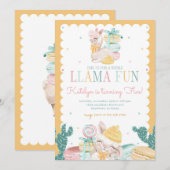 Sweet Llama Pastel Invitation d'anniversaire avec  (Devant / Derrière)
