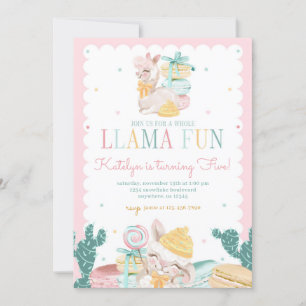 Sweet Llama Pastel Invitation d'anniversaire avec