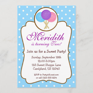 Sweet Lollipop Birthday Party Invitation Kaart