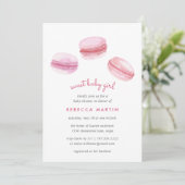 Sweet Love | Baby shower Macarons roses Invitation (Debout devant)