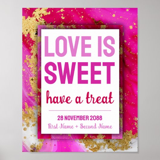 Sweet Love Bat Mitzvah Trouwdessert Snoep Bar Poster (Voorkant)