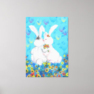 Sweet Love Canvas Koppel Konijntje Afdruk