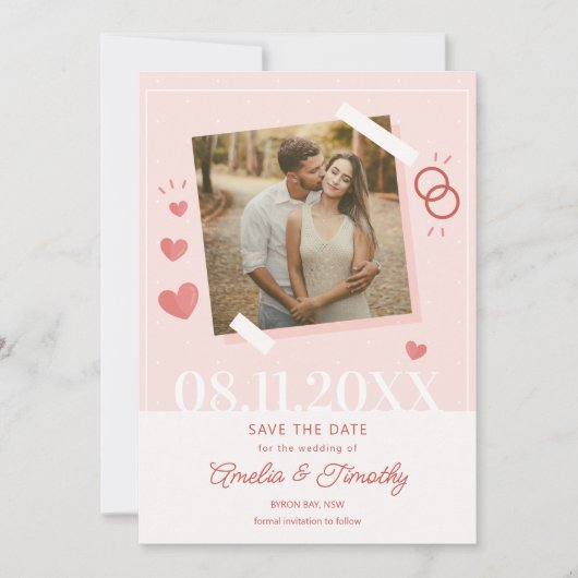Sweet love heart photo Save the Date Invitation (Devant)