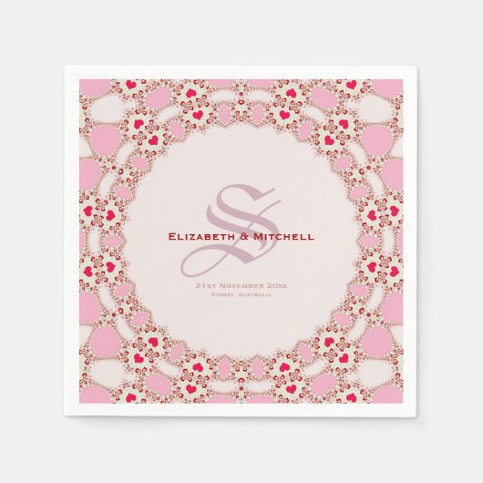 Sweet Love Hearts Fractal Lace Custom Names Servet (Voorkant)
