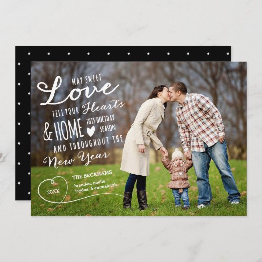 Sweet Love Holiday Carte photo / Black Back (Devant / Derrière)