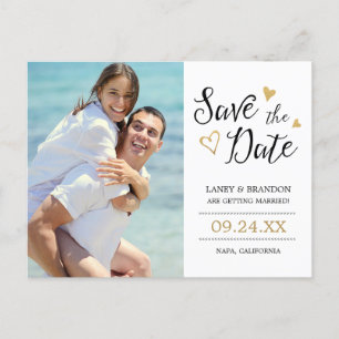 Sweet Love Photo Save the Date Briefkaart / Gold