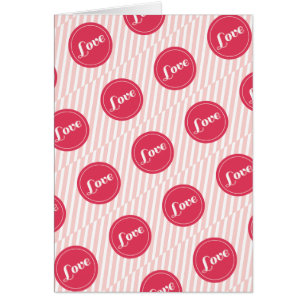 Sweet Love Pink Stripes Valentine's Day Note Card