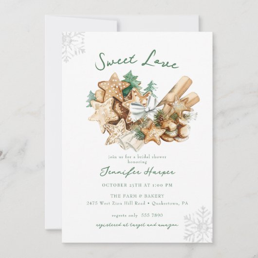 Sweet Love Winter Holiday Bridal Shower Invitation (Devant)