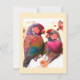 SWEET LOVEBIRD,  KLEURLOOS LOVEBIRD NOTITIEKAARTJE