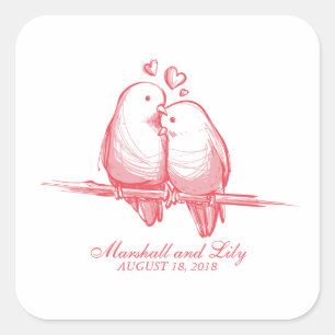 Sweet Lovebirds Valentijn Bruiloft Sticker Seal