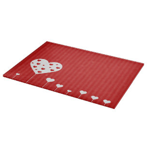 Sweet Lovely Romantic Red White Hearts Snijplank