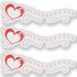 Sweet Lovely Romantic Red White Hearts Sticker