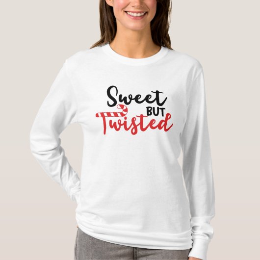 Sweet Maar Twisted Candy Cane Funny Kerstmis T-shirt (Voorkant)