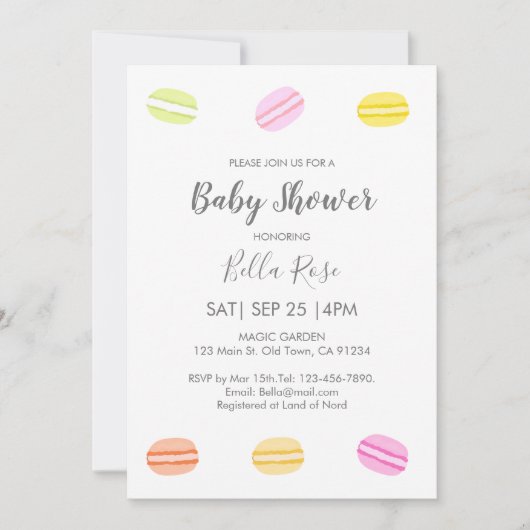 Sweet Macaron Baby Shower Invitations (Devant)