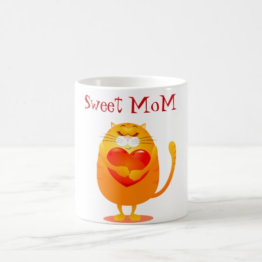 Sweet mam, grappige kat in liefde koffiemok (Center)