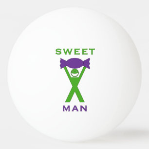 Sweet Man Funny Green Man met Paarse Sweet Art Pingpongballen